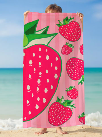 Le Comptoir de la Plage Mikrofaser-Strandtuch ''Pop-Fraise'' in Rosa/ Pink - (L)150 x (B)75 cm