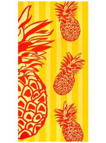 Le Comptoir de la Plage Mikrofaser-Strandtuch ''Pop-Ananas'' in Gelb/ Rot - (L)150 x (B)75 cm
