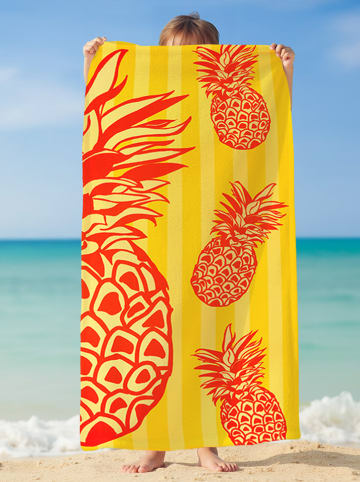 Le Comptoir de la Plage Mikrofaser-Strandtuch ''Pop-Ananas'' in Gelb/ Rot - (L)150 x (B)75 cm