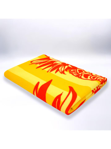 Le Comptoir de la Plage Mikrofaser-Strandtuch ''Pop-Ananas'' in Gelb/ Rot - (L)150 x (B)75 cm