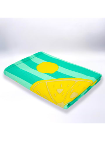 Le Comptoir de la Plage Ręcznik plażowy "Pop-Citron" w kolorze turkusowo-żółtym - 150 x 75 cm