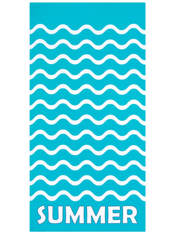 Le Comptoir de la Plage Mikrofaser-Strandtuch ''Vague-Pop'' in Türkis - (L)150 x (B)75 cm