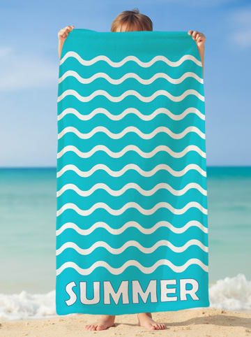 Le Comptoir de la Plage Mikrofaser-Strandtuch ''Vague-Pop'' in Türkis - (L)150 x (B)75 cm