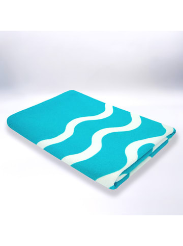 Le Comptoir de la Plage Mikrofaser-Strandtuch ''Vague-Pop'' in Türkis - (L)150 x (B)75 cm