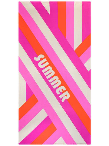 Le Comptoir de la Plage Mikrofaser-Strandtuch ''Rayure-Pop'' in Pink/ Orange/ Creme - (L)150 x (B)75 cm