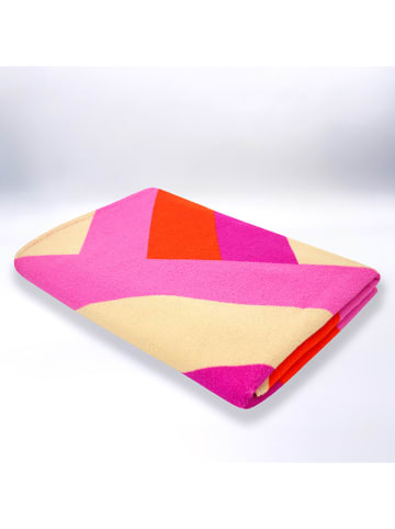 Le Comptoir de la Plage Mikrofaser-Strandtuch ''Rayure-Pop'' in Pink/ Orange/ Creme - (L)150 x (B)75 cm