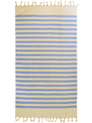 Le Comptoir de la Plage Fouta "Fidji" w kolorze beżowo-błękitnym - 160 x 90 cm