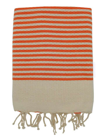Le Comptoir de la Plage Fouta "Yadara" w kolorze pomarańczowo-beżowym - 200 x 100 cm