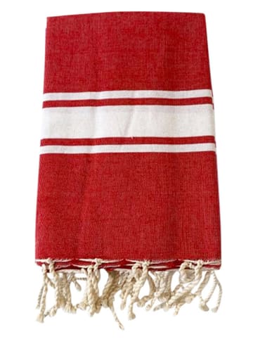 Le Comptoir de la Plage Fouta ''Kozo'' in Rot - (L)200 x (B)100 cm