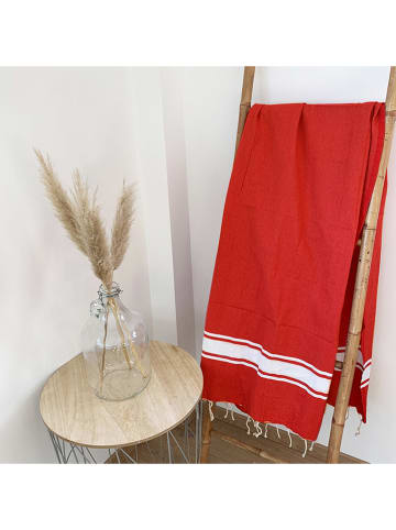 Le Comptoir de la Plage Fouta ''Kozo'' in Rot - (L)200 x (B)100 cm