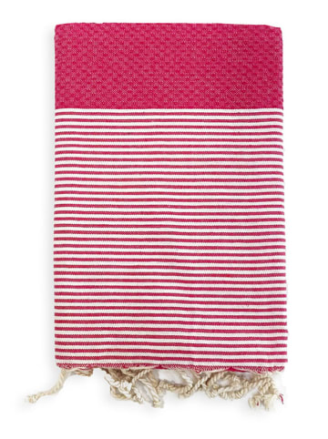 Le Comptoir de la Plage Fouta ''Mikanda'' in Fuchsia/ Weiß - (L)200 x (B)200 cm