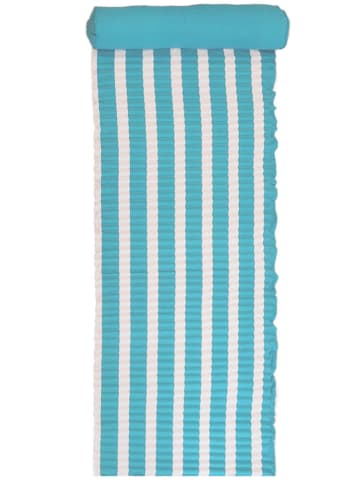 Le Comptoir de la Plage Strandmat "Bahia" turquoise/wit - (L)180 x (B)60 cm
