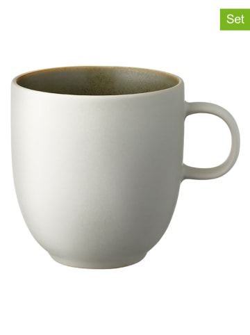 Studio Round 6er-Set: Tassen "North" in Weiß/ Khaki - 330 ml