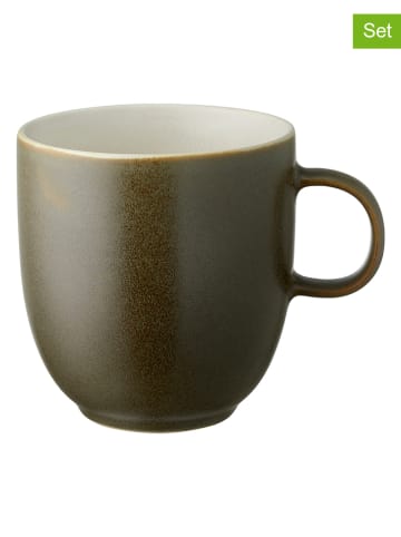 Studio Round 6er-Set: Tassen "North" in Khaki/ Weiß - 330 ml