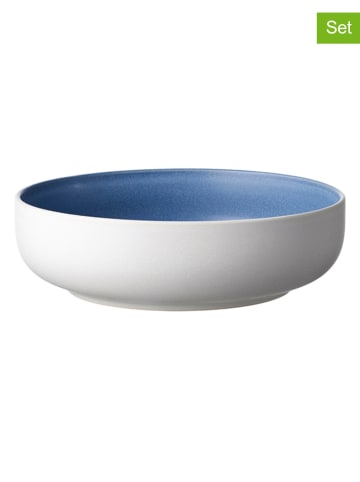 Studio Round 6er-Set: Pastateller "North" in Weiß/ Blau - Ø 19 cm