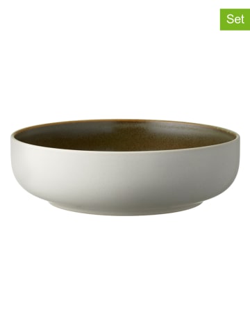 Studio Round Talerze (6 szt.) "North" w kolorze biało-oliwkowym - Ø 19 cm