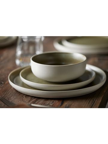 Studio Round 6er-Set: Pastateller "North" in Weiß/ Khaki - Ø 19 cm