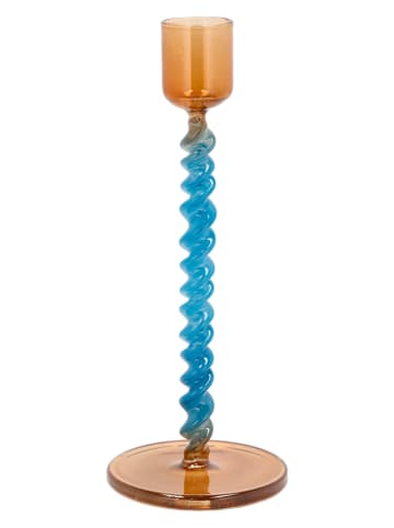 Villa Collection Kerzenständer "Vivid" in Hellblau/ Orange - (H)16,3 x Ø 7,4 cm