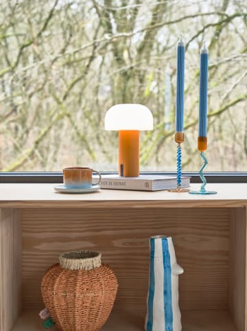 Villa Collection Kerzenständer "Vivid" in Hellblau/ Orange - (H)16,3 x Ø 7,4 cm