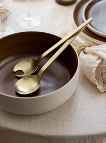 Studio Round 2tlg. Set: Salatbesteck "Strom" in Gold - (L)25 cm