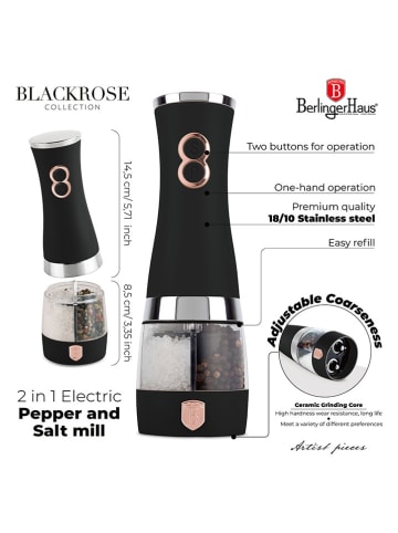 Berlinger Haus 2in1-Gewürzmühle in Schwarz/ Roségold