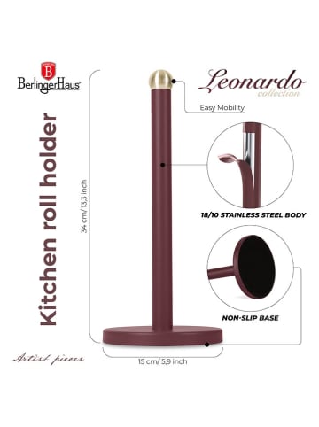 Berlinger Haus Keukenrolhouder bordeaux - (H)34 x Ø 15 cm