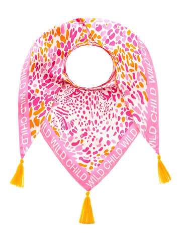 Zwillingsherz Dreieckstuch "Leo Kopf" in Rosa/ Orange/ Weiß - (L)200 x (B)100 cm