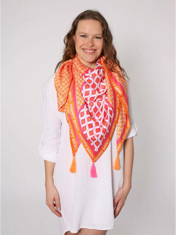 Zwillingsherz Dreieckstuch "Lani" in Pink/ Orange - (L)200 x (B)100 cm