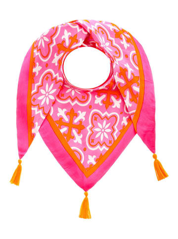 Zwillingsherz Dreieckstuch "Antike" in Pink/ Orange - (L)200 x (B)100 cm