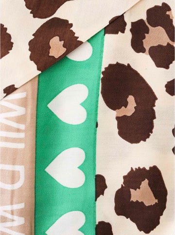 Zwillingsherz Driehoekige doek "Leo mit Herzen" groen/beige - (L)200 x (B)100 cm