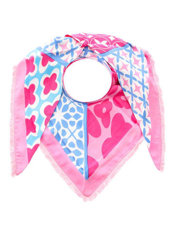 Zwillingsherz Dreieckstuch "Smile and Shine" in Rosa/ Hellblau - (L)200 x (B)100 cm