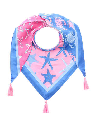 Zwillingsherz Driehoekige doek "Unterwasserwelt" blauw/lichtroze - (L)200 x (B)100 cm