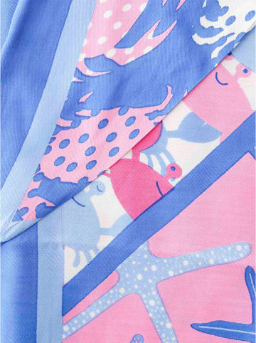 Zwillingsherz Driehoekige doek "Unterwasserwelt" blauw/lichtroze - (L)200 x (B)100 cm