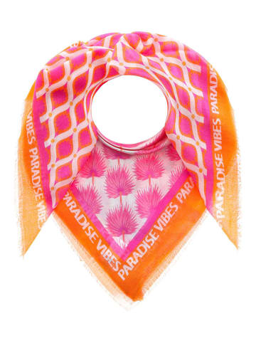Zwillingsherz Tuch "Paradise Vibes" in Pink/ Orange - (L)200 x (B)100 cm