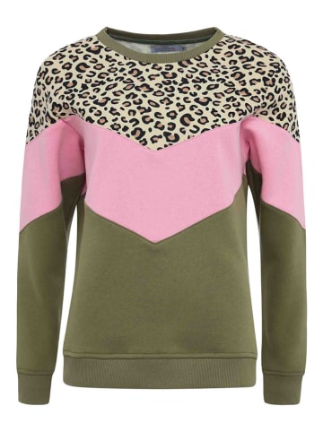 Zwillingsherz Sweatshirt "Konny" in Khaki/ Rosa