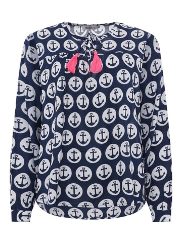 Zwillingsherz Bluse "Maritime Kreise" in Dunkelblau