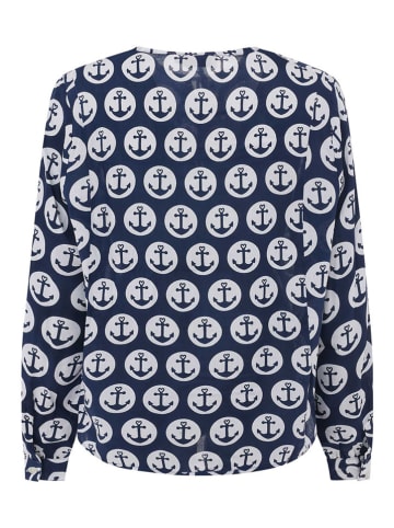 Zwillingsherz Bluse "Maritime Kreise" in Dunkelblau
