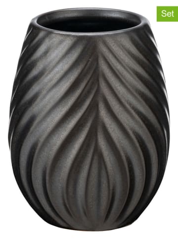 Wenko 2-delige set: tandenborstelbekers "Idro" antraciet - (H)10,5 x Ø 6,5 cm
