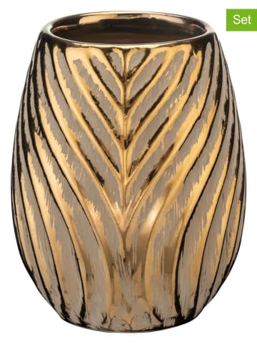Wenko 2er-Set: Zahnputzbecher "Idro" in Gold - (H)10,5 x Ø 6,5 cm