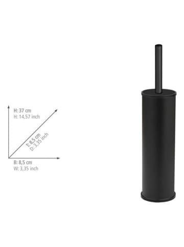 Wenko Roestvrijstalen toiletborstelgarnituur "Olmedo" zwart - (H)37 x Ø 8,5 cm