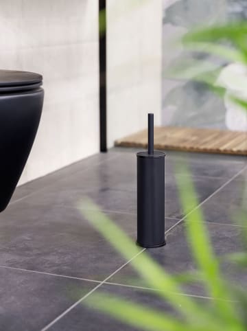 Wenko Roestvrijstalen toiletborstelgarnituur "Olmedo" zwart - (H)37 x Ø 8,5 cm