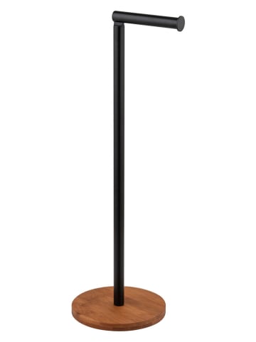 Wenko 2-in-1 toiletrolhouder "Serro" zwart/lichtbruin - (H)67 cm