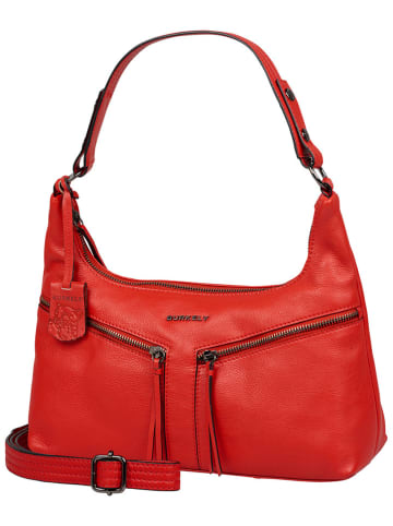 Burkely Leder-Schultertasche "Rock Ruby" in Rot - (B)28 x (H)18 x (T)9 cm
