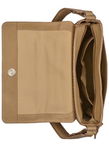Burkely Leder-Schultertasche "Cool Colbie" in Beige - (B)22 x (H)16 x (T)7 cm