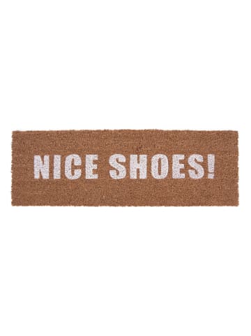 Present Time Kokos-Fußmatte "Nice Shoes" in Hellbraun - (L)75 x (B)25 cm