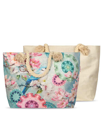 Hip Strandtas "Eldisa" lichtroze/mintgroen - (B)60 x (H)43 cm