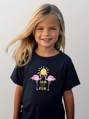 WOOOP Koszulka "Flamingo sun and fun" w kolorze granatowym