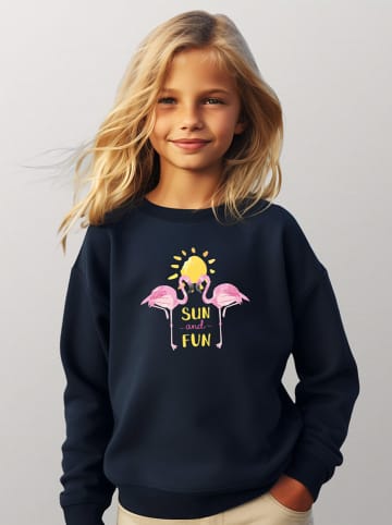 WOOOP Bluza "Flamingo sun and fun" w kolorze granatowym