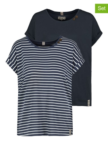 Sublevel 2-delige set: shirts donkerblauw/wit