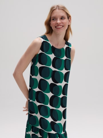 OPUS Kleid in Grün/ Weiß